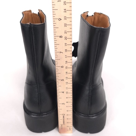 STEVE MADDEN Women's New Boots Size 7 M Black LEATHER Jones Monrow Zipper Combat - Picture 4 of 11